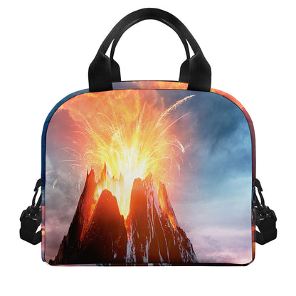Erupting Volcano Print Insulated Lunch Bag