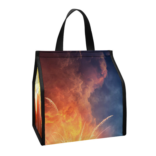 Erupting Volcano Print Insulated Lunch Tote