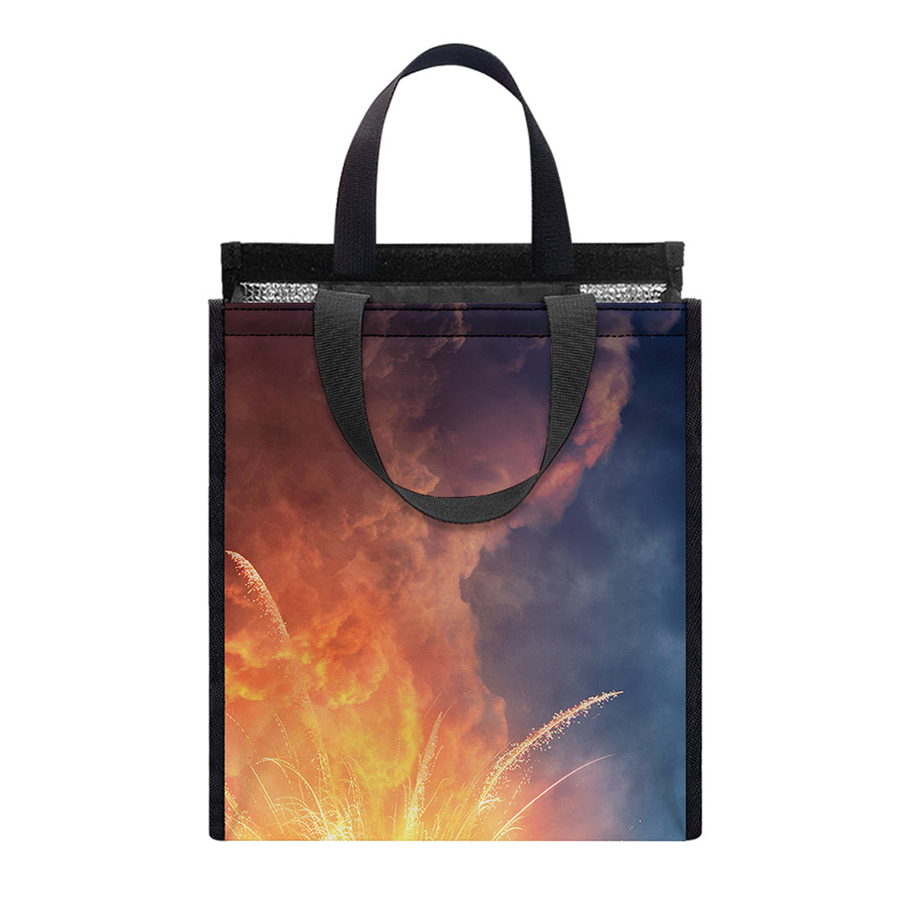 Erupting Volcano Print Insulated Lunch Tote