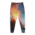 Erupting Volcano Print Jogger Pants