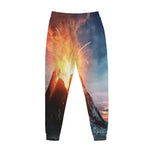 Erupting Volcano Print Jogger Pants