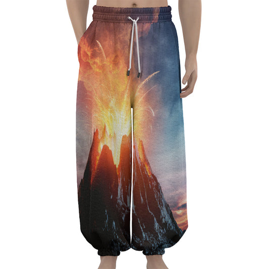 Erupting Volcano Print Lantern Pants