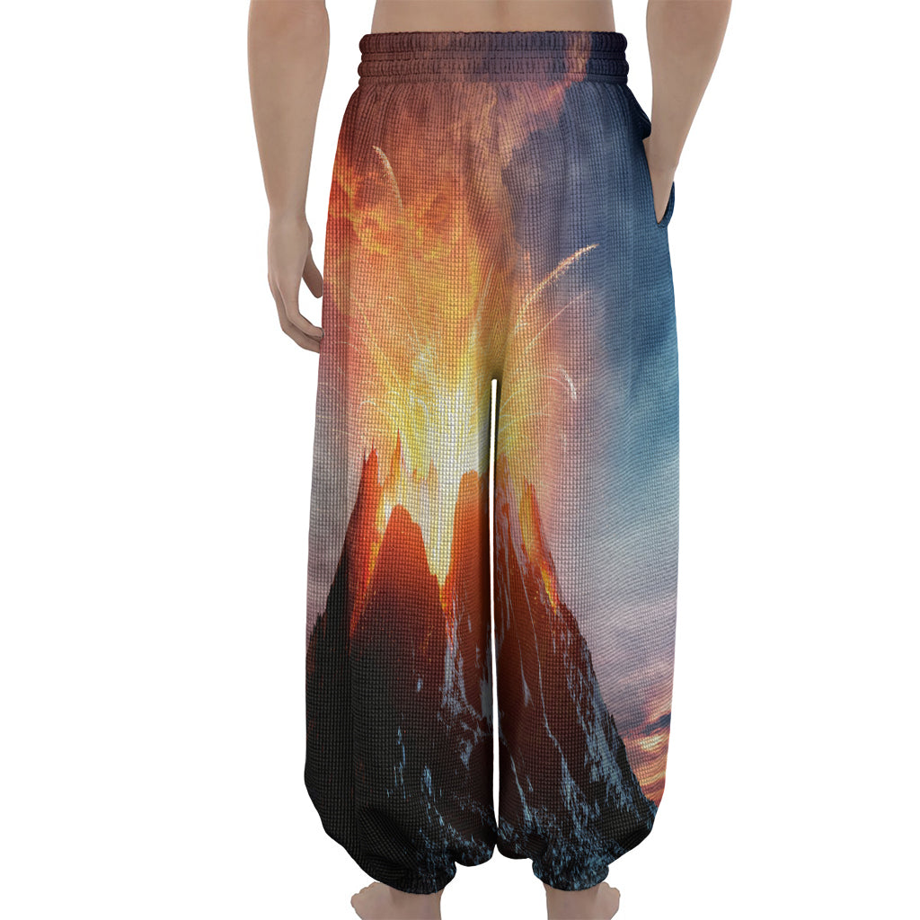 Erupting Volcano Print Lantern Pants