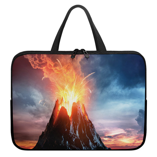Erupting Volcano Print Laptop Sleeve With Handle