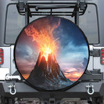 Erupting Volcano Print Leather Spare Tire Cover