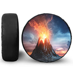 Erupting Volcano Print Leather Spare Tire Cover