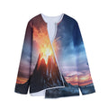 Erupting Volcano Print Long Sleeve Short Coat