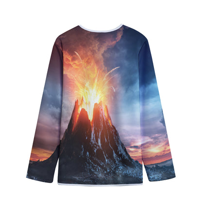 Erupting Volcano Print Long Sleeve Short Coat