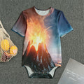 Erupting Volcano Print Men's Bodysuit