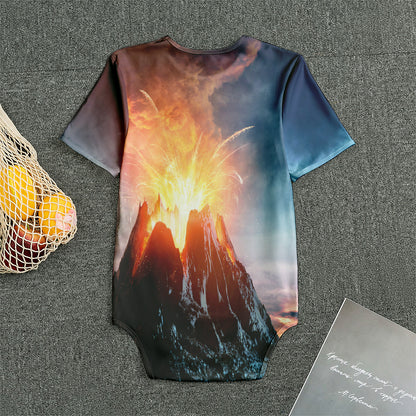 Erupting Volcano Print Men's Bodysuit