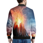 Erupting Volcano Print Men's Bomber Jacket