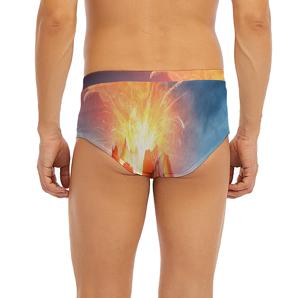 Erupting Volcano Print Men's Briefs