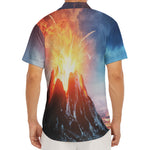 Erupting Volcano Print Men's Deep V-Neck Shirt