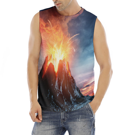 Erupting Volcano Print Men's Fitness Tank Top