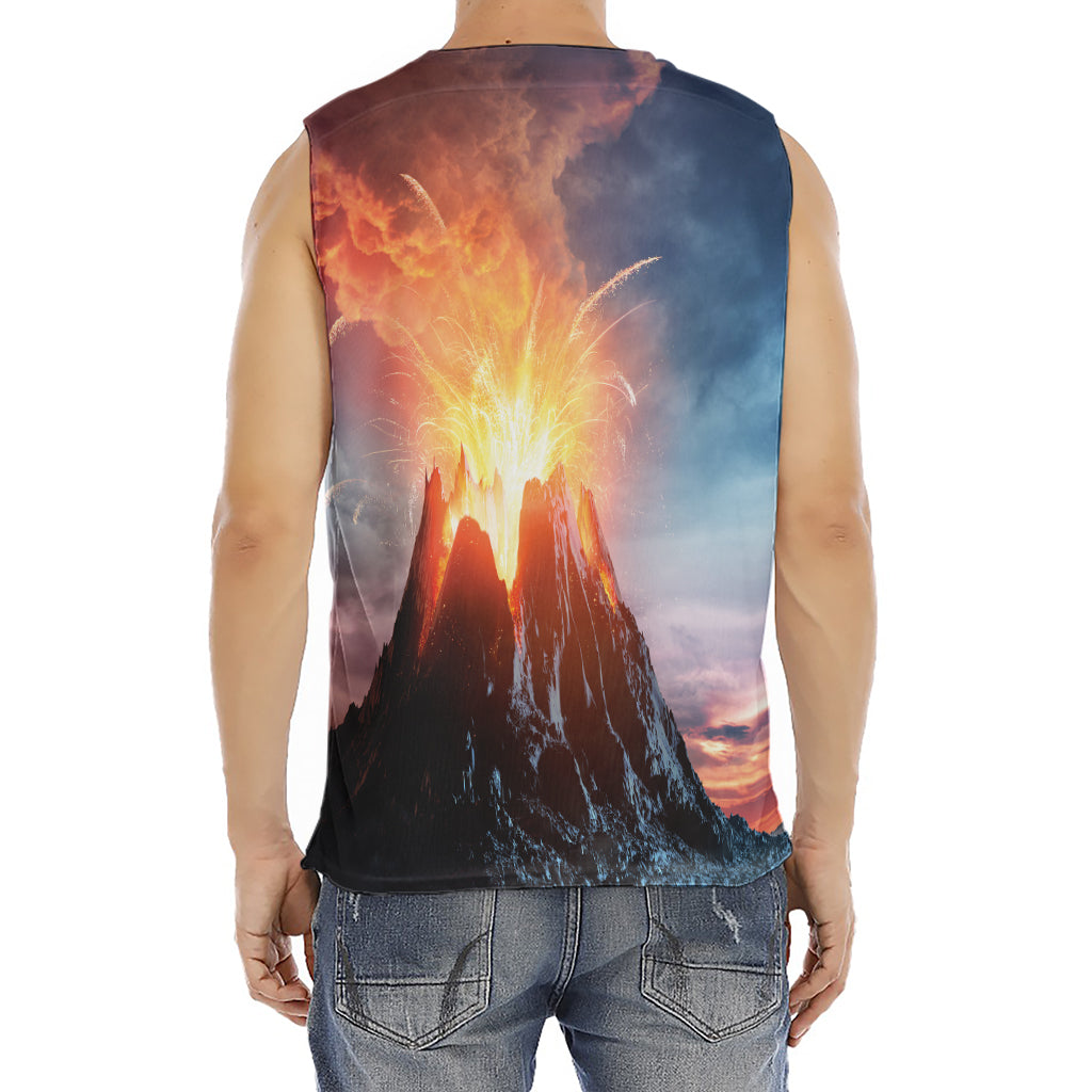 Erupting Volcano Print Men's Fitness Tank Top