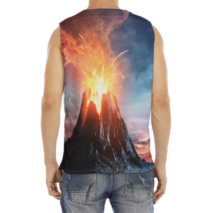 Erupting Volcano Print Men's Fitness Tank Top