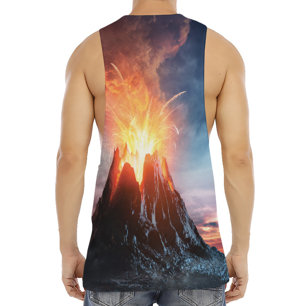Erupting Volcano Print Men's Muscle Tank Top