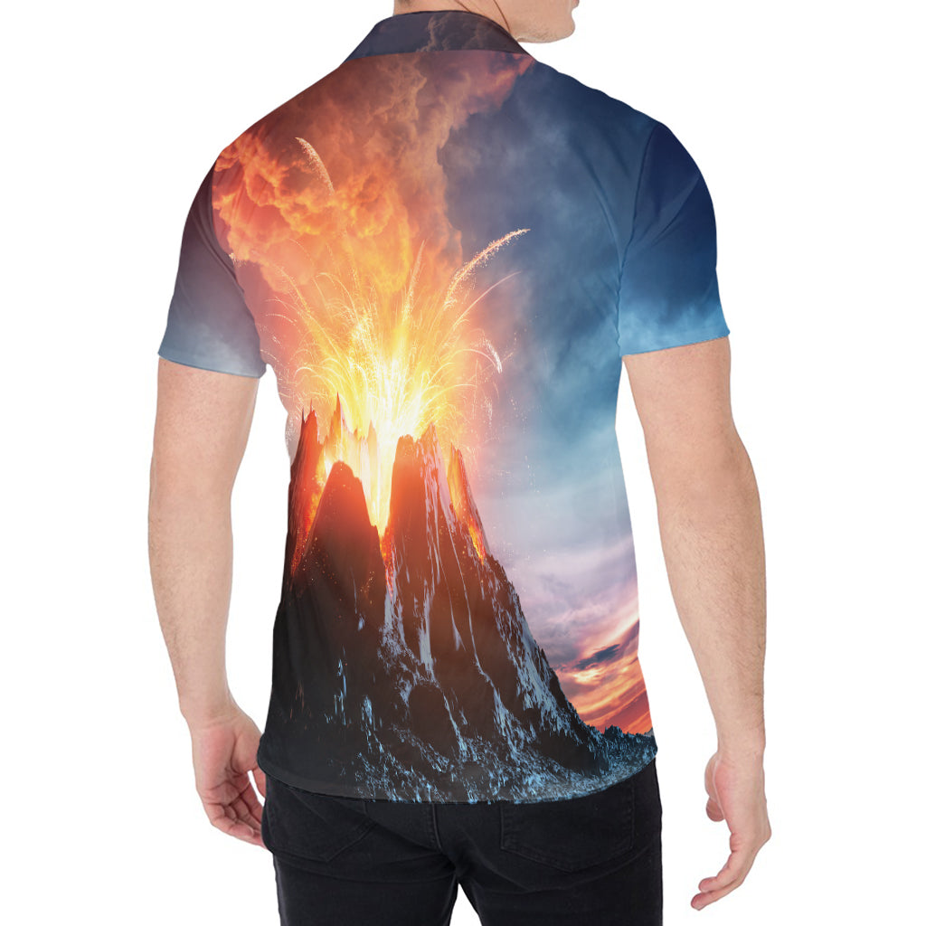 Erupting Volcano Print Men's Shirt