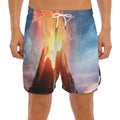 Erupting Volcano Print Men's Split Running Shorts