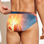 Erupting Volcano Print Men's Swim Briefs