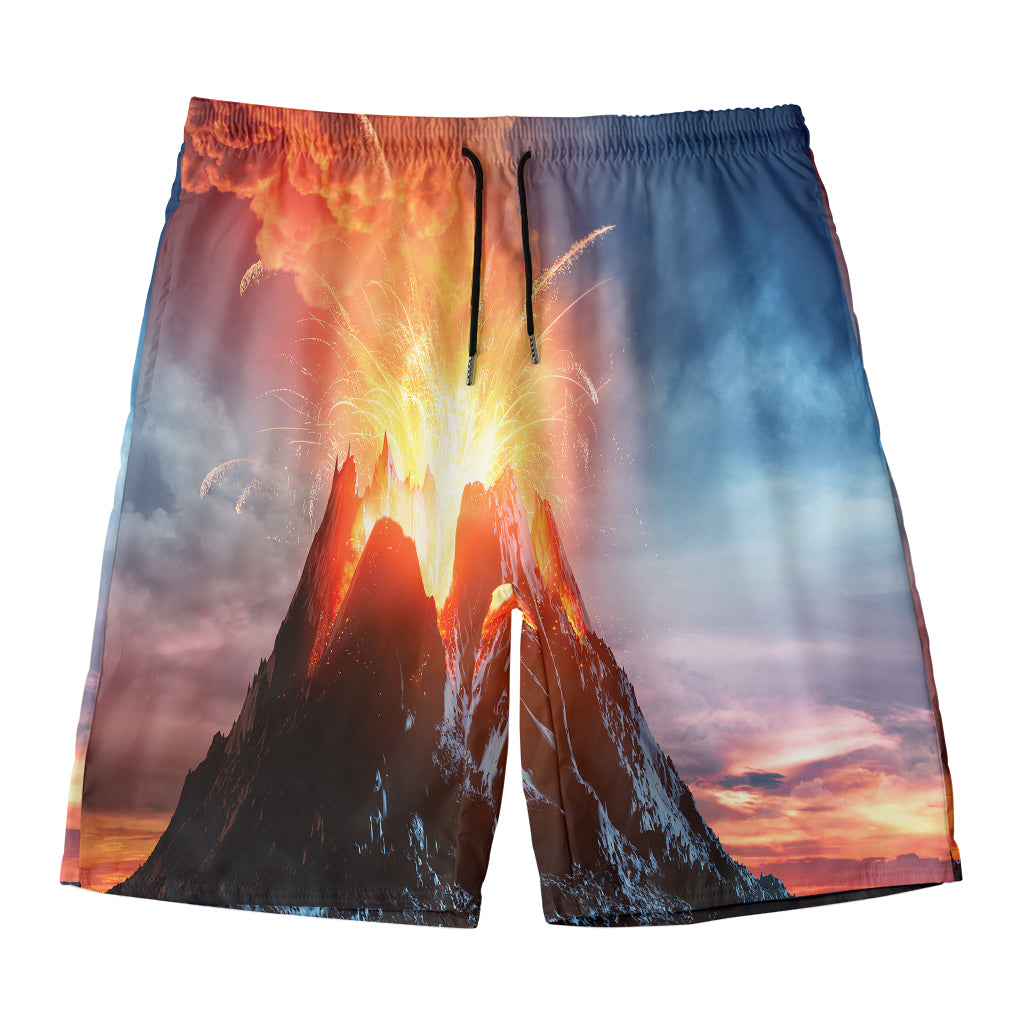 Erupting Volcano Print Men's Swim Trunks