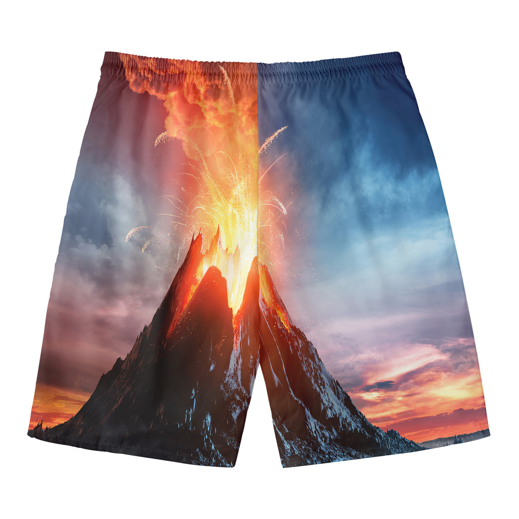 Erupting Volcano Print Men's Swim Trunks