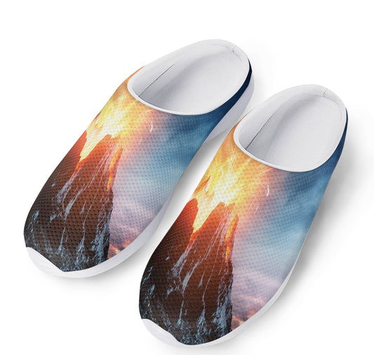 Erupting Volcano Print Mesh Casual Shoes
