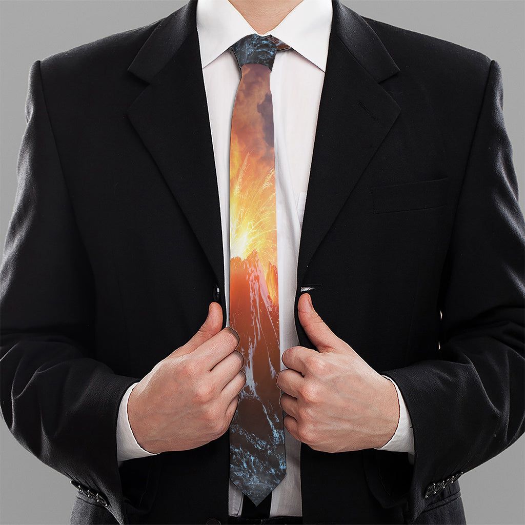 Erupting Volcano Print Necktie