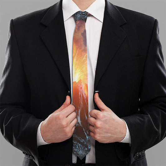 Erupting Volcano Print Necktie