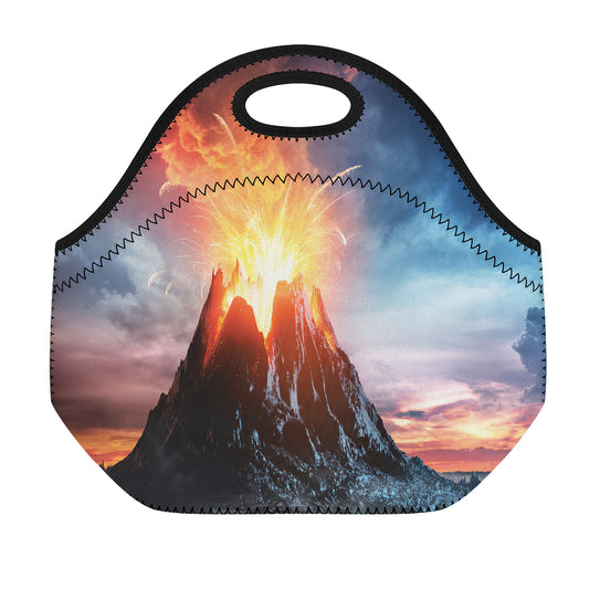 Erupting Volcano Print Neoprene Lunch Bag
