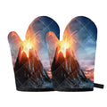 Erupting Volcano Print Oven Mitts