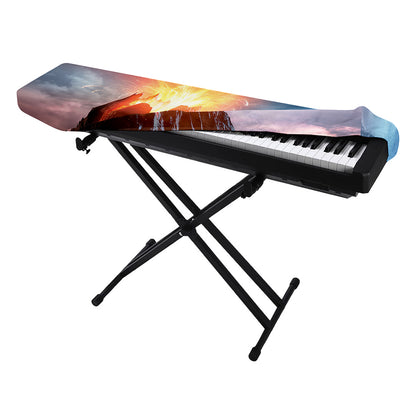 Erupting Volcano Print Piano Keyboard Cover