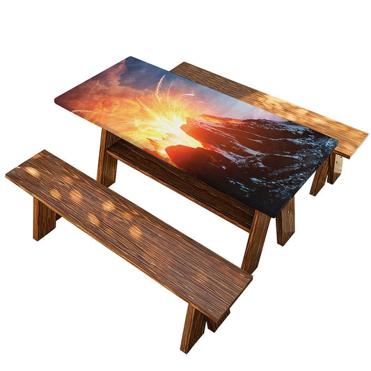 Erupting Volcano Print Picnic Table Cover