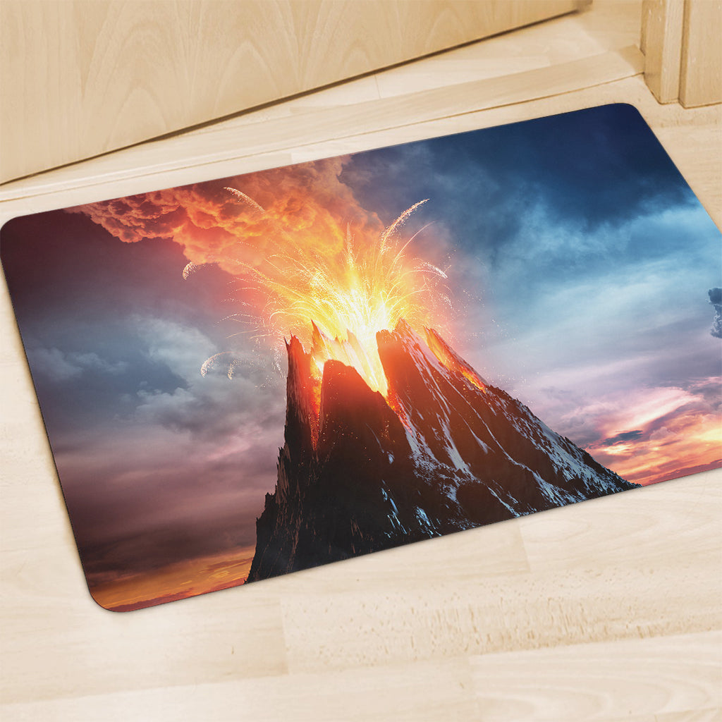 Erupting Volcano Print Polyester Doormat
