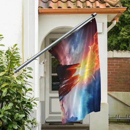 Erupting Volcano Print Polyester Flag
