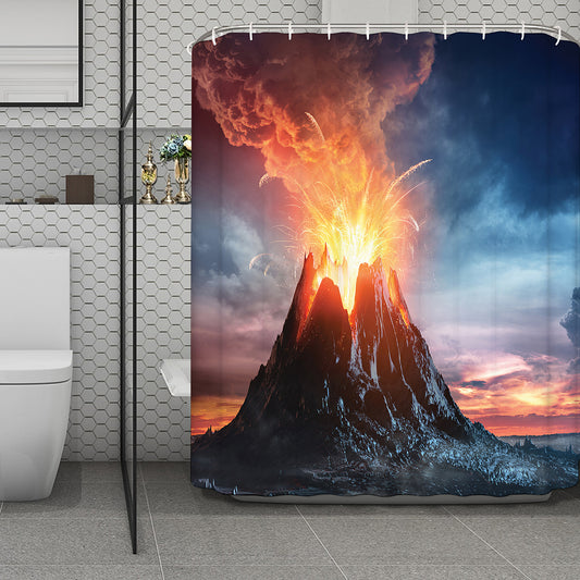 Erupting Volcano Print Polyester Shower Curtain