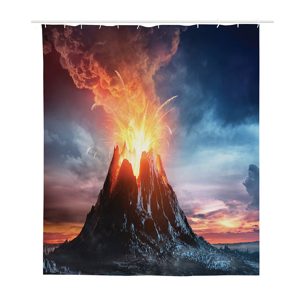 Erupting Volcano Print Polyester Shower Curtain
