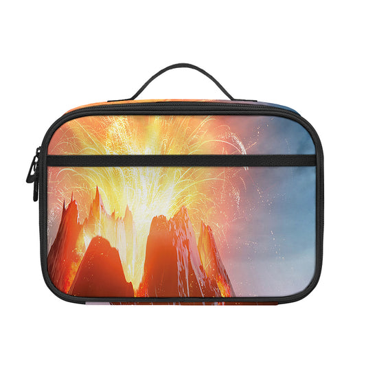 Erupting Volcano Print Portable Lunch Bag