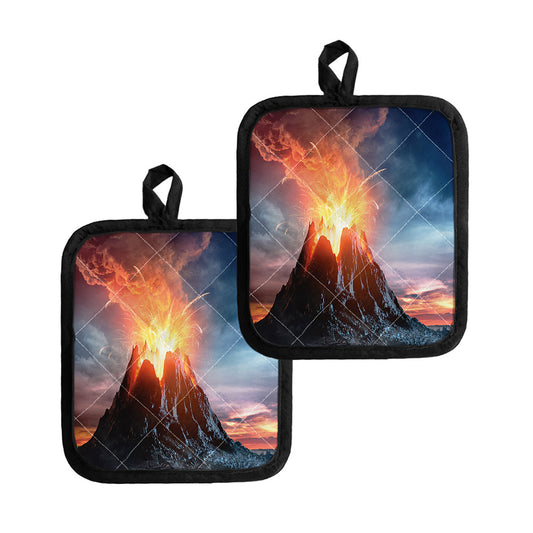 Erupting Volcano Print Pot Holders