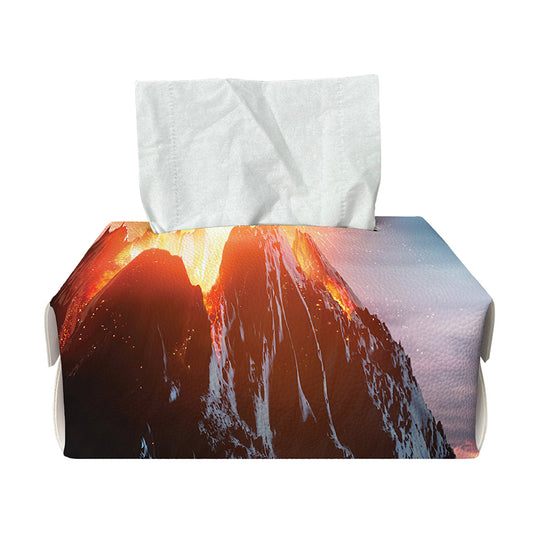 Erupting Volcano Print Rectangle Tissue Box Cover