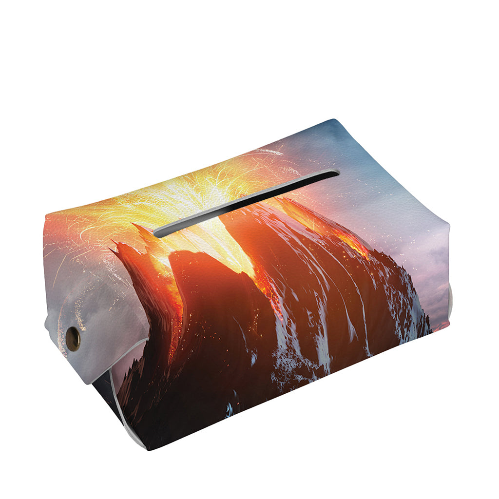 Erupting Volcano Print Rectangle Tissue Box Cover