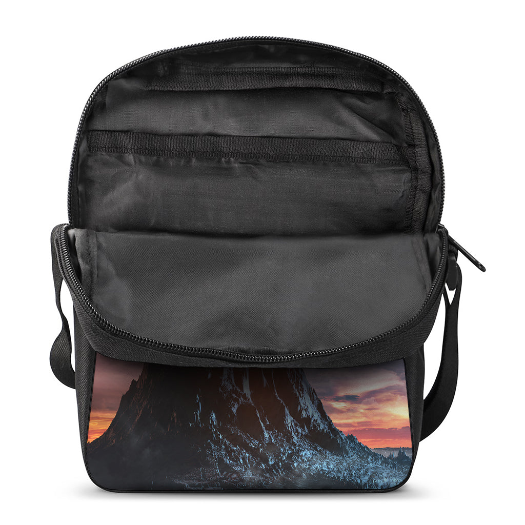 Erupting Volcano Print Rectangular Crossbody Bag