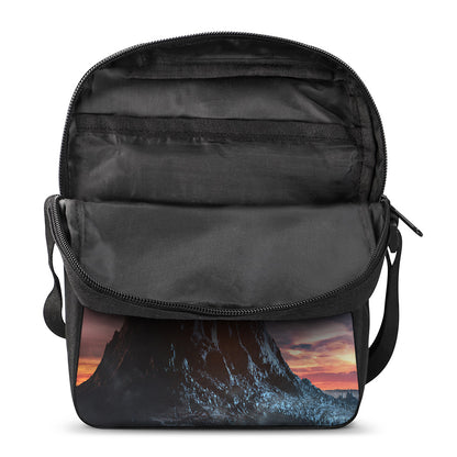 Erupting Volcano Print Rectangular Crossbody Bag