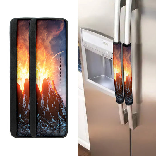 Erupting Volcano Print Refrigerator Handle Covers