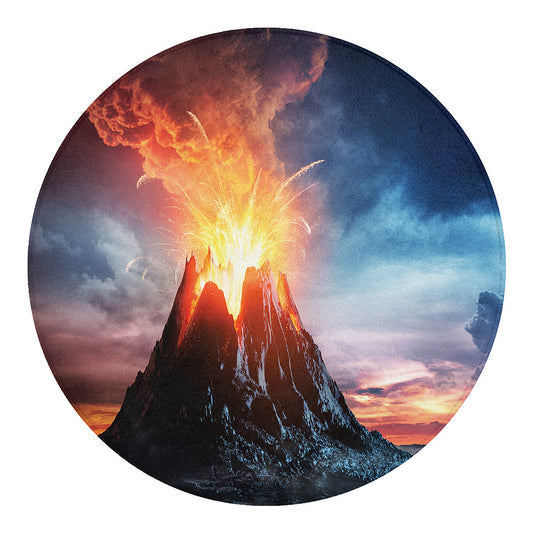 Erupting Volcano Print Round Blanket
