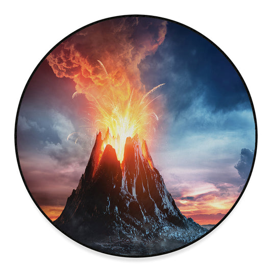 Erupting Volcano Print Round Floor Mat