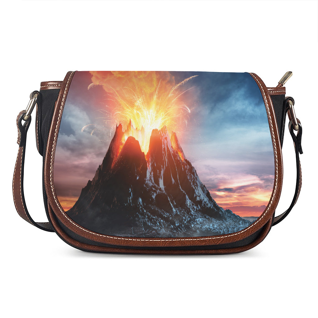 Erupting Volcano Print Saddle Bag