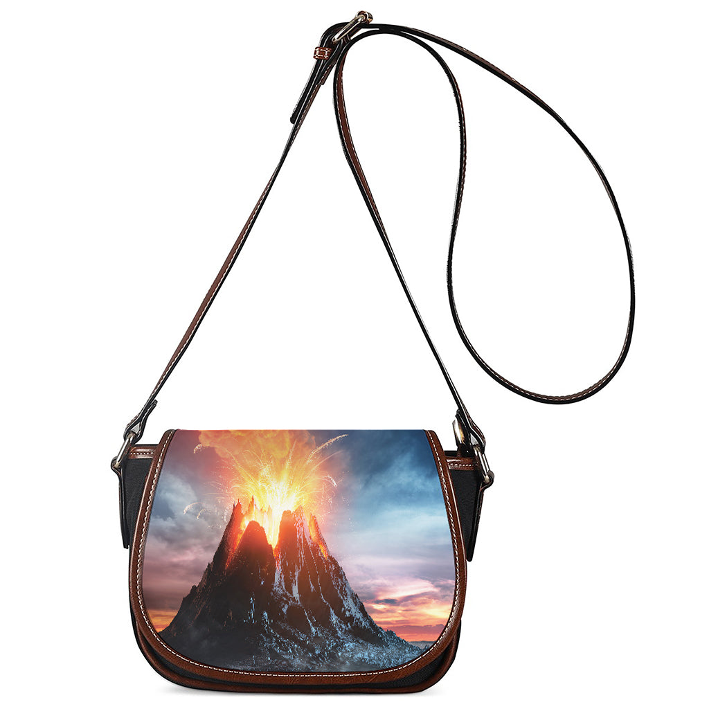 Erupting Volcano Print Saddle Bag
