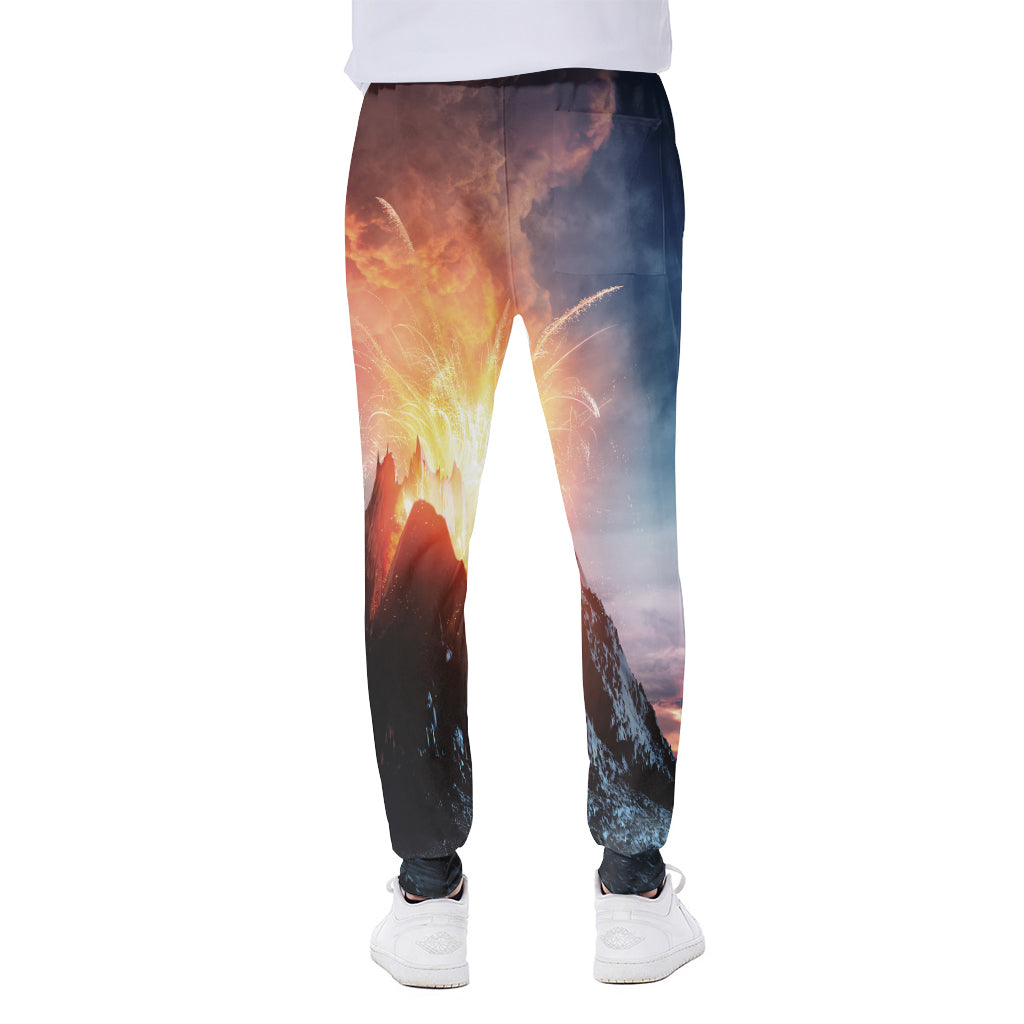 Erupting Volcano Print Scuba Joggers