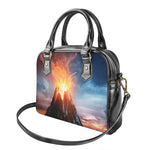 Erupting Volcano Print Shoulder Handbag